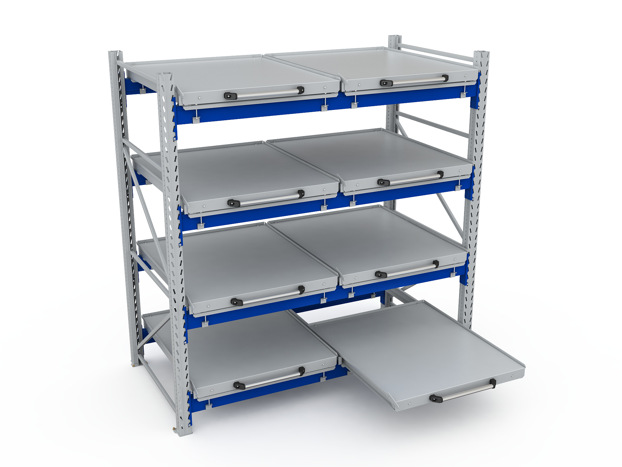 ER-00027265 Стеллаж с выкатными платформами S-HEAVY 500 (4 яруса хранения)